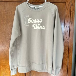 Jesus Wins Fleece Sweatshirt Size Medium